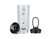 nutribullet Flex Accessory Set with clear 500ml blending cup, Black extractor blade lid, and black flip-top handle lid on white background.