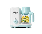 Baby steam and blend with vegetables on a white background and with new tag
