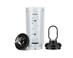 nutribullet Flex Accessory Set with clear 500ml blending cup, Black extractor blade lid, and black flip-top handle lid on white background.