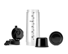 Clear 20 oz cup with two lids and a blade cover