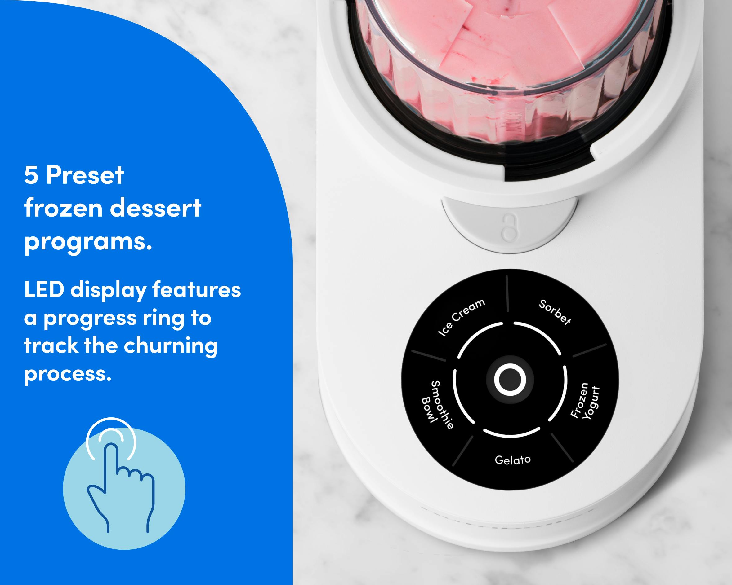 nutribullet Chill Ice Cream Maker with LED display and preset programs for different frozen desserts