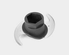 Close up on the Food Processor Chopping Blade on a white background.