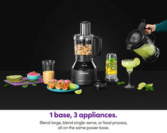 nutribullet Triple Prep base and the 3 appliances, filled in with food and drinks