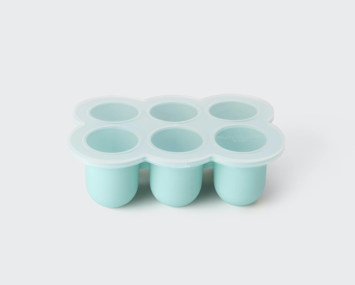 Blue NutriBullet Baby empty freezer tray with six sections.