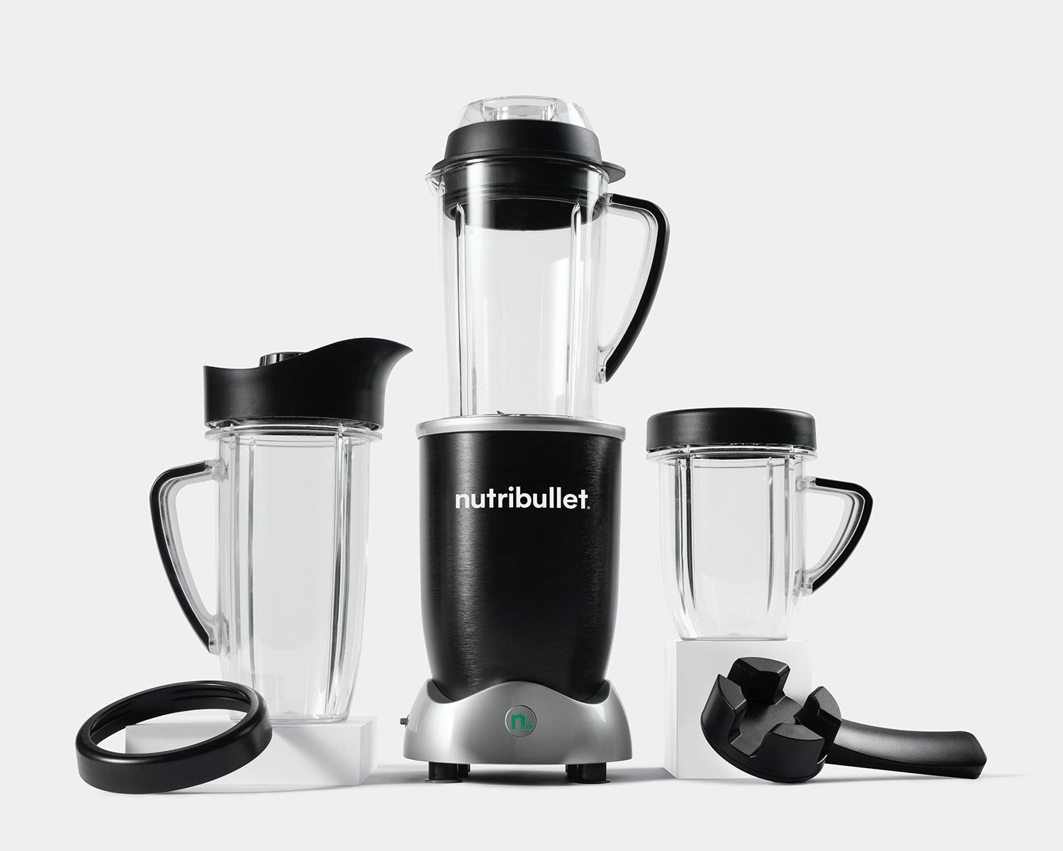 NutriBullet Rx with 30oz short cup, SouperBlast Pitcher with vented lid, 45oz oversized cup with pitcher lid